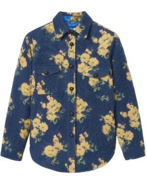 La DoubleJ Shirtjack Met Bloemen-Jacquard En Knopen - Blauw