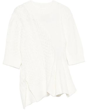 Sacai ケーブルニット フレアトップ - ホワイト