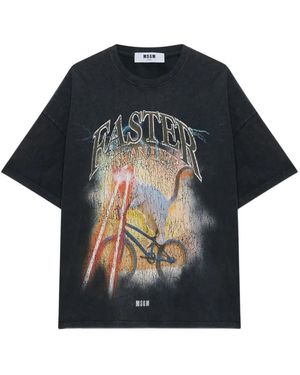 MSGM T-Shirt À Imprimé Graphique - Blue