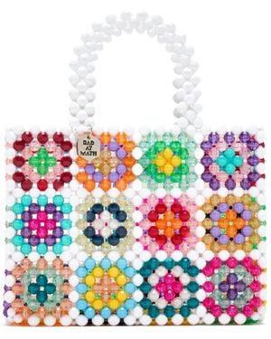 BAD AT MATH Tote Bag mit Perlen - Weiß