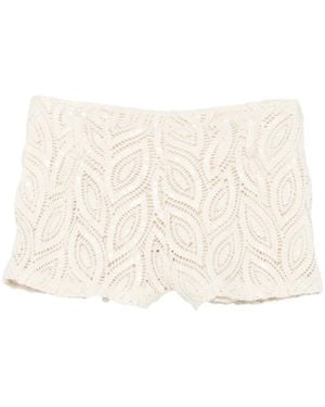 ACTUALEE Sequin-Embellished Crochet Shorts - Natural