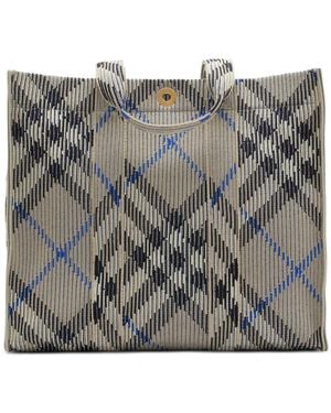 Burberry Medium Check Knitted Tote Bag - Grey