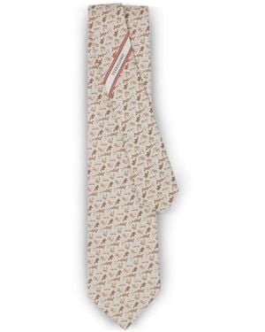 Ferragamo Dogs-Print Silk Tie - White