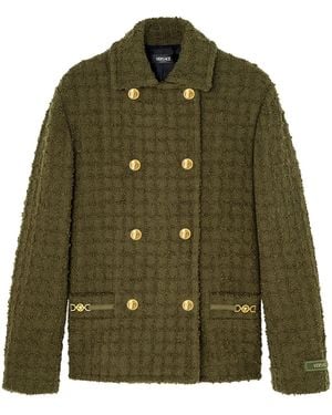 Versace Heritage Tweed Peacoat - Green