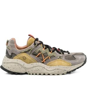 Flower Mountain Yamabushi Paneled Suede Sneakers - White