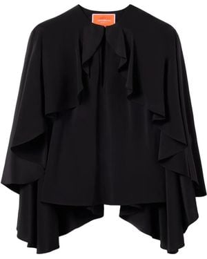 La DoubleJ Ruffled Silk Blouse - Black