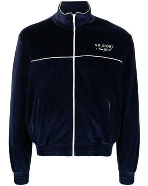 Sporty & Rich Logo-Embroidered Zipped Sweatshirt - Blue