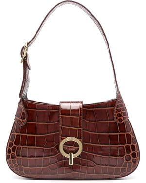 Sandro Logo-Debossed Leather Shoulder Bag - Brown