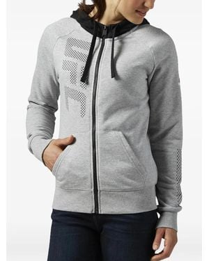 Reebok X Ufc Full Zip Hoodie Sweatshirt - Gray