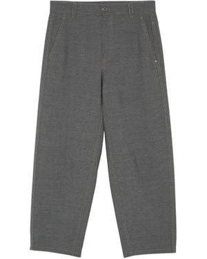 Brunello Cucinelli Contrast-Topstitched Straight-Leg Trousers - Grey