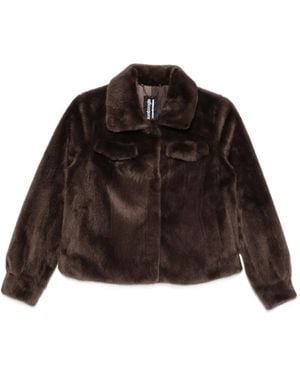 Bomboogie Faux-Fur Pocket-Detail Jacket - Brown