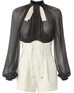 Elisabetta Franchi Strampler Mit Mikro-Polka Dots - Schwarz