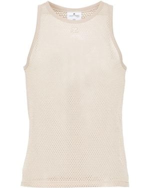 Courreges Logo-Patch Mesh Top - Natural