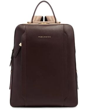 Piquadro Rfid-Blocking Leather Laptop Backpack - Red