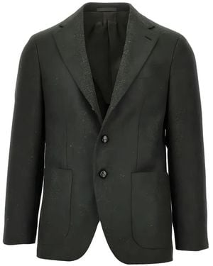 Caruso Single-Breasted Wool Blazer - Black