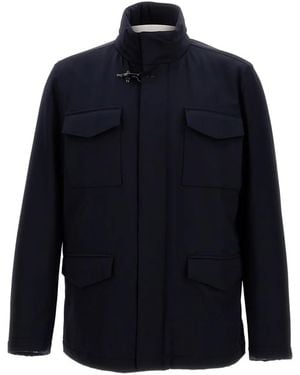Fay Hook-fastening Flap-pocket Jacket - Blue