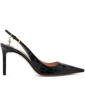 Tom Ford Angelina 85mm クロコエンボス パンプス - ブラック