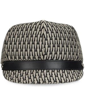 Alberta Ferretti Patterned Leather-Trimmed Hat - Black