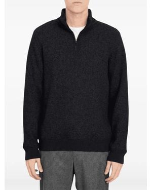 Vince Half-Zip Waffle-Knit Jumper - Black