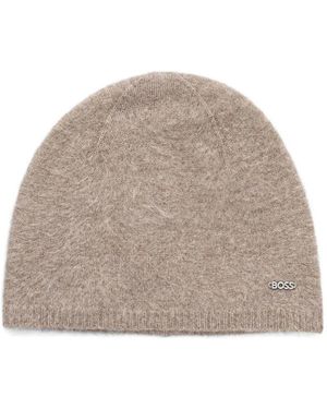 BOSS Logo Beanie Hat - Natural