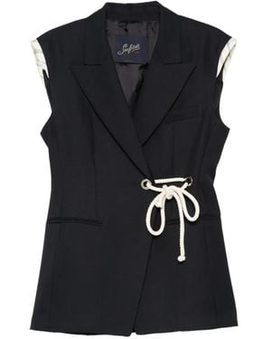 The Seafarer Vivi Rope-Tie Waistcoat - Black