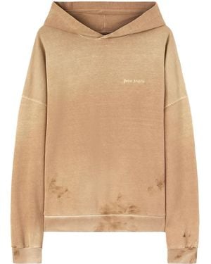 Palm Angels Logo-Embroidered Linen-Blend Hoodie - Natural