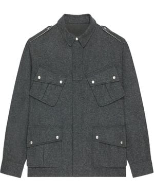 Givenchy Flap-Pocket Wool Shirt Jacket - Grey