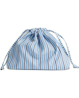 Frankie Shop Morgan Striped-Drawstring Pouch - Blue