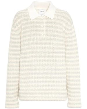 Barrie Striped Polo Top - White