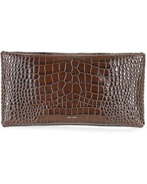 Mouliebre Croc-Effect Leather Clutch Bag - Brown