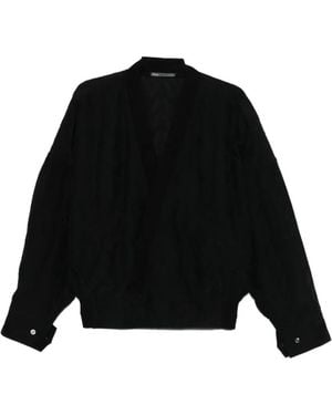 Giorgio Armani Geometric Texture Bomber Jacket - Black