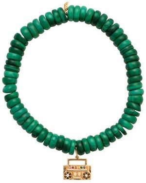 Sydney Evan Polished Malachite Boombox Elasticated Bracelet - Green