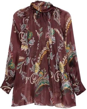 Etro Silk Blouse With Paisley Print - Purple