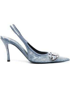 DIESEL D-Venus 80Mm Denim Slingback Court Shoes - Blue