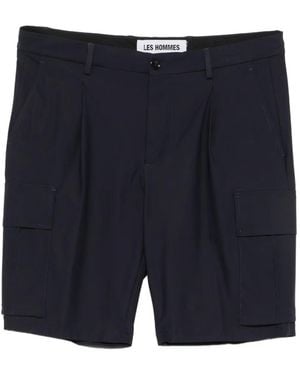 Les Hommes Short À Détails Plissés - Blue