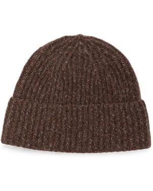 Lisa Yang Ribbed-Knit Beanie Hat - Brown