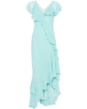 Marella Ruffled Asymmetric-Hem Dress - Blue