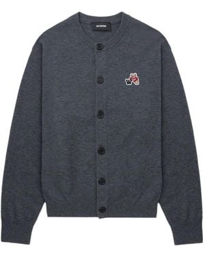 we11done Varsity Teddy Button-Up Vest - Blauw