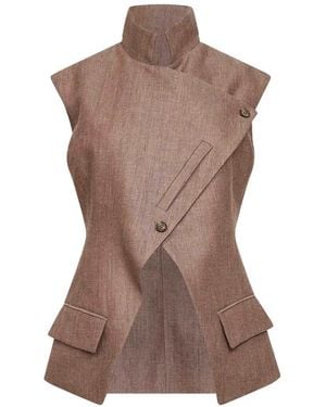 BATAKOVIC Belgrade Asymmetric Portofino Vest - Brown