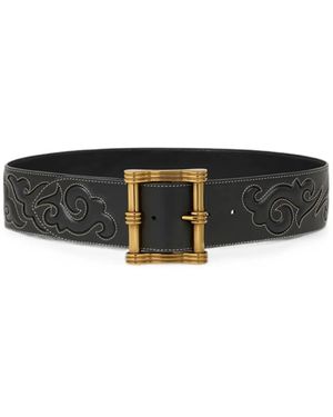 Etro Ceinture En Cuir À Broderie Texane - Noir
