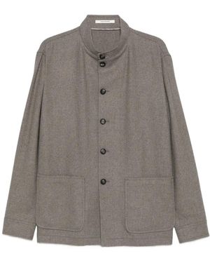 Tagliatore High-Neck Patch-Pocket Jacket - Grey