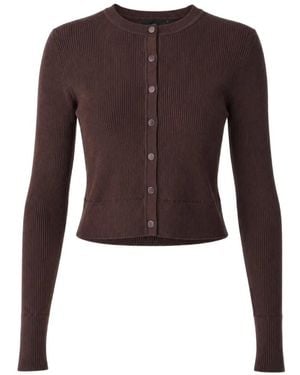 Toccin Zoe Ribbed-Knit Cropped Cardigan - Brown
