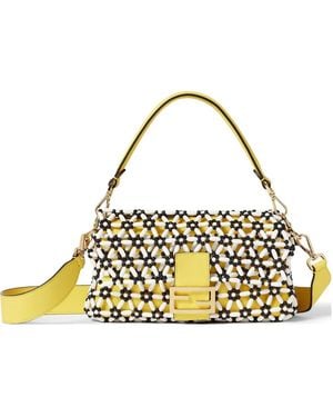 Fendi Baguette Beaded-Flowers Shoulder Bag - Metallic