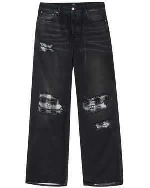 Amiri Flannel Repair Baggy Jeans - Grey