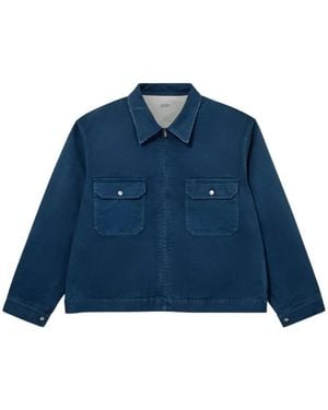 A.PRESSE Zip-Up Twill Jacket - Blue