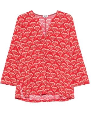Siyu Floral-Print V-Neck Blouse - Red