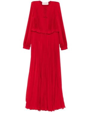 Valentino Garavani Pleated Long-Sleeve Dress - Red
