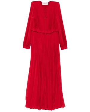Valentino Garavani Pleated Long-Sleeve Dress - Red