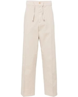 Canali Drawstring-Waist Straight-Leg Trousers - Natural