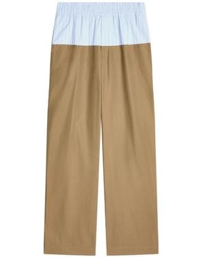 Dries Van Noten Contrast Waist Trousers - Natural